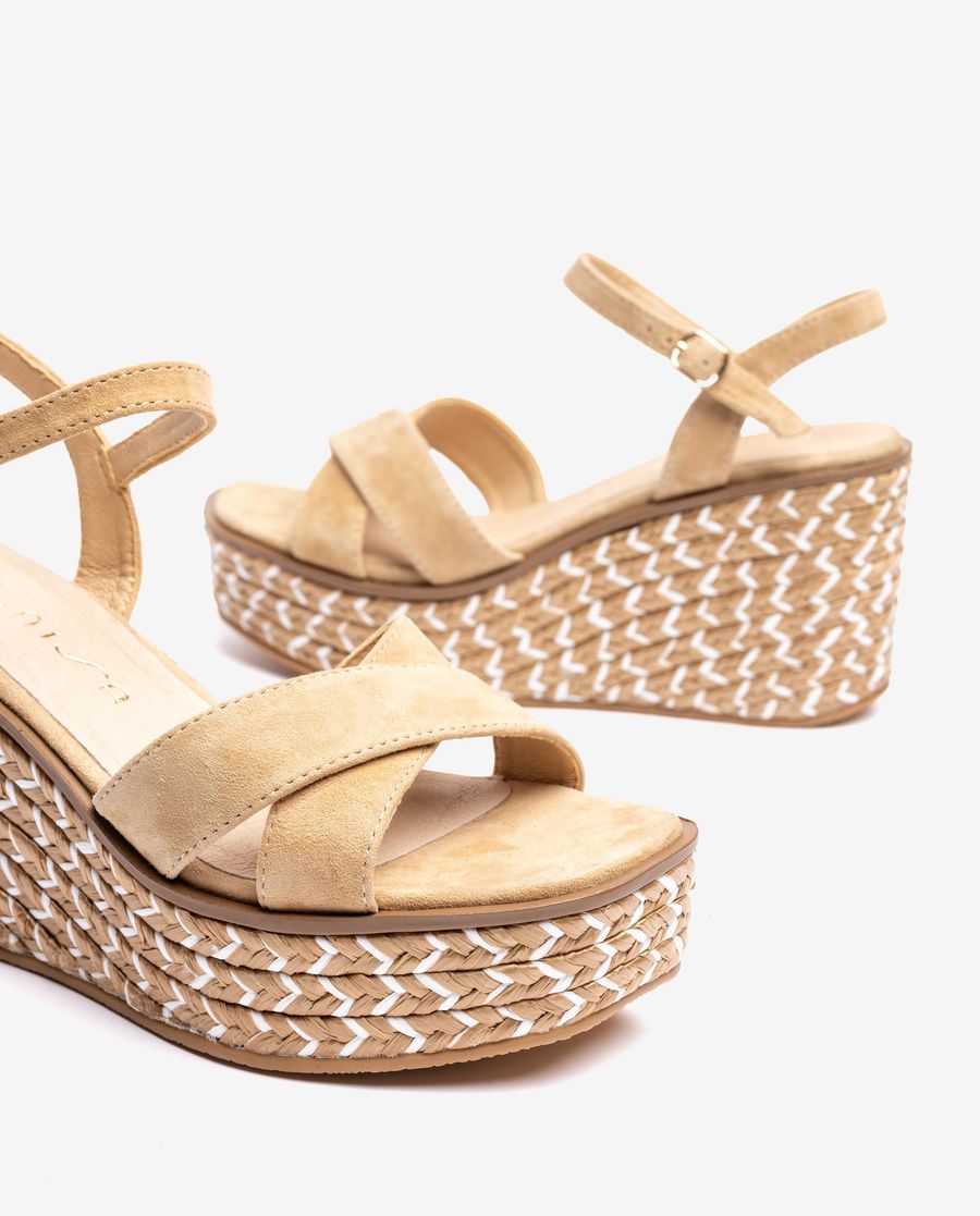 Sandales compensées tressées Unisa pour femme - Marron