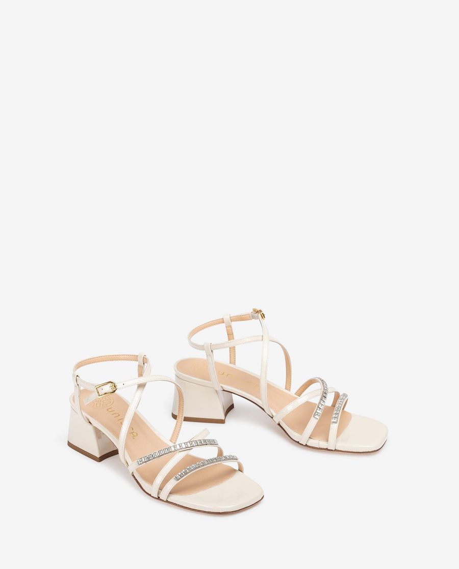 Sandales à lanières et cristaux Unisa pour femme - Blanc