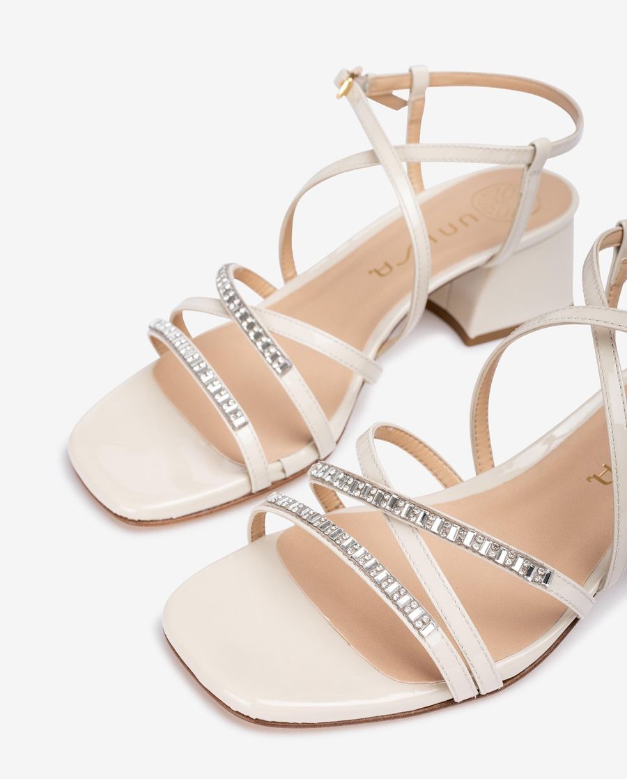 Sandales à lanières et cristaux Unisa pour femme - Blanc