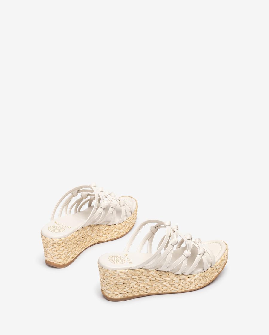 Sandales nouées en raphia naturel Unisa pour femme - Blanc