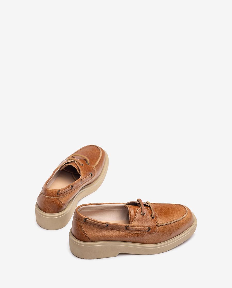 Chaussures bateau en cuir Unisa pour femme - Marron