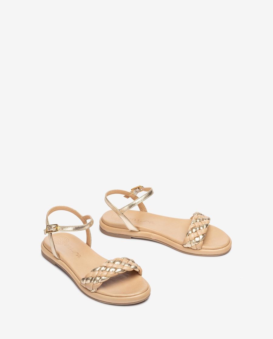 Sandales plates Unisa pour femme avec tige tressée - Doré