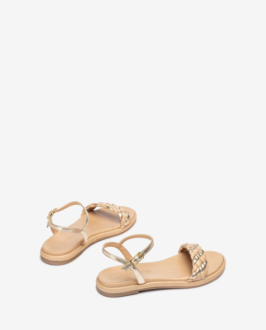 Sandales plates Unisa pour femme avec tige tressée - Doré