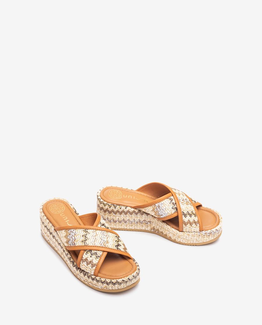 Sandale en raphia à brides larges Unisa pour femme - Dese / Canne