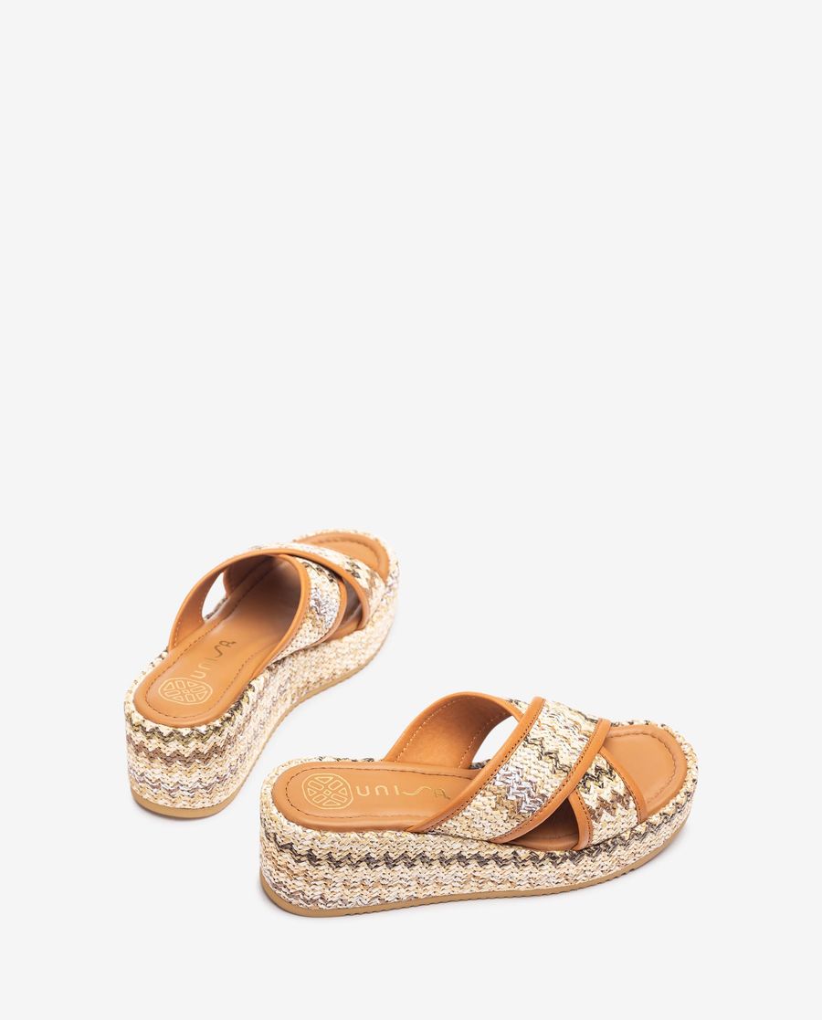 Sandale en raphia à brides larges Unisa pour femme - Dese / Canne