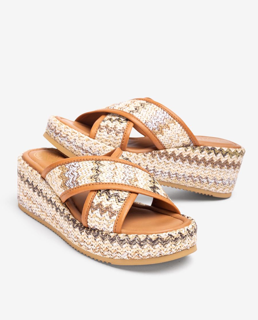 Sandale en raphia à brides larges Unisa pour femme - Dese / Canne