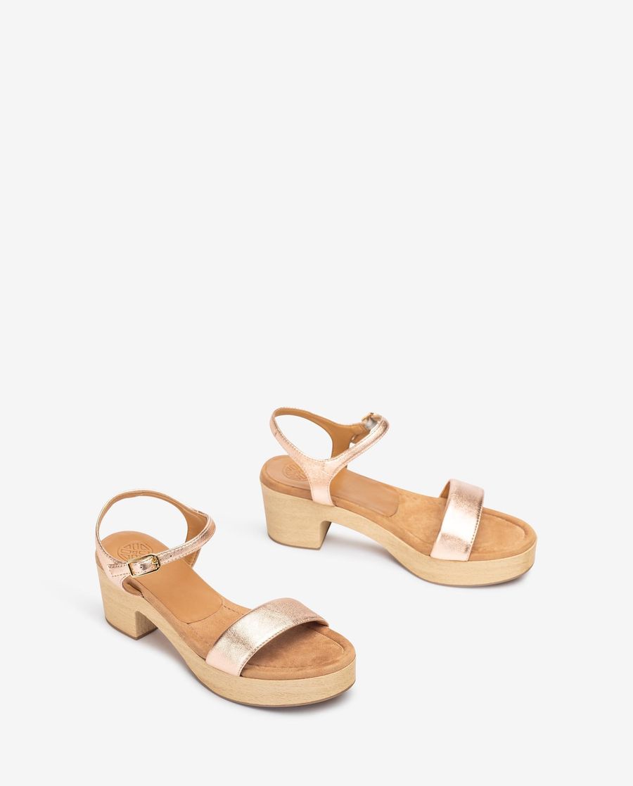 Sandales compensées effet bois Unisa pour femme - Rose