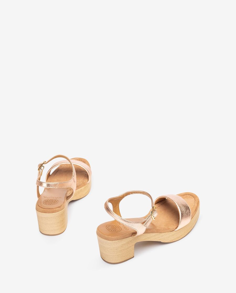 Sandales compensées effet bois Unisa pour femme - Rose