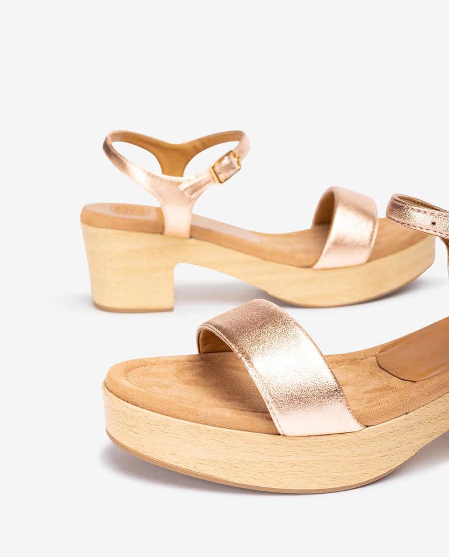 Sandales compensées effet bois Unisa pour femme - Rose