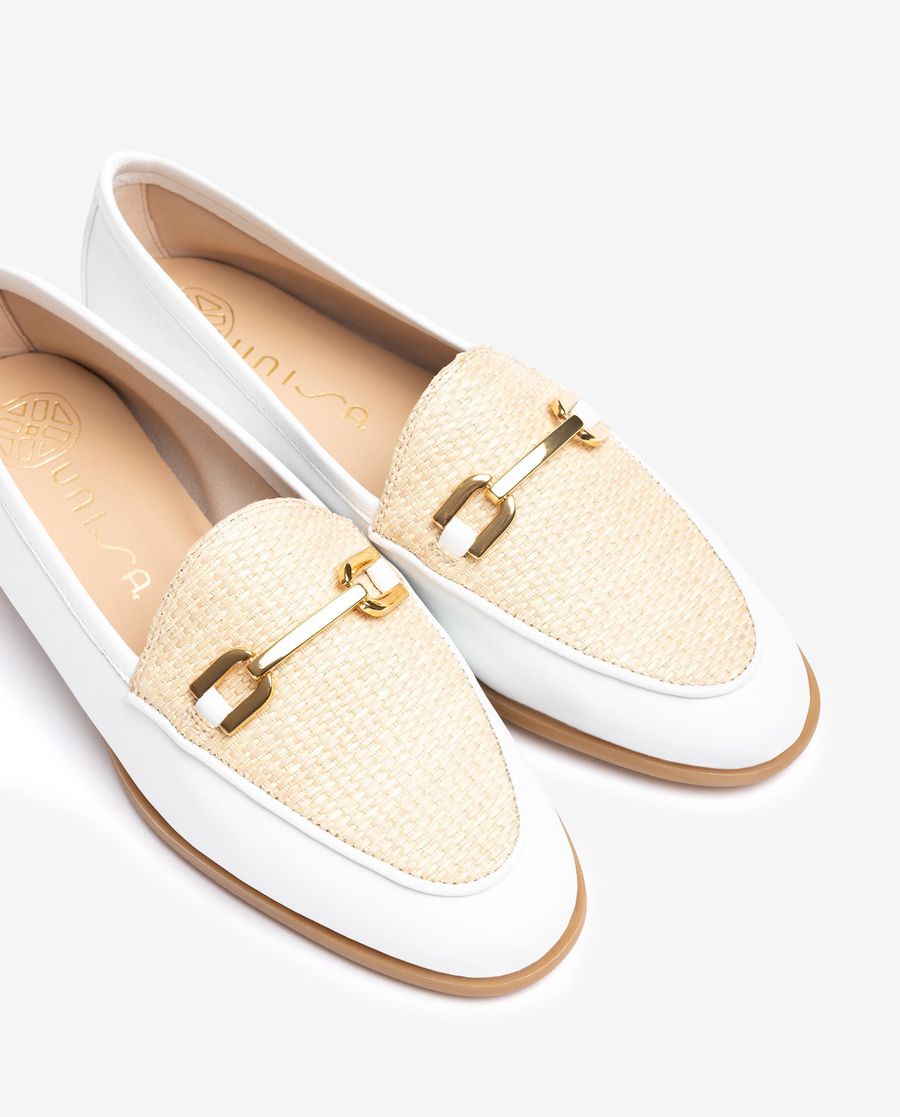 Unisa Mocassins ornés pour femme - Blanc / Naturel
