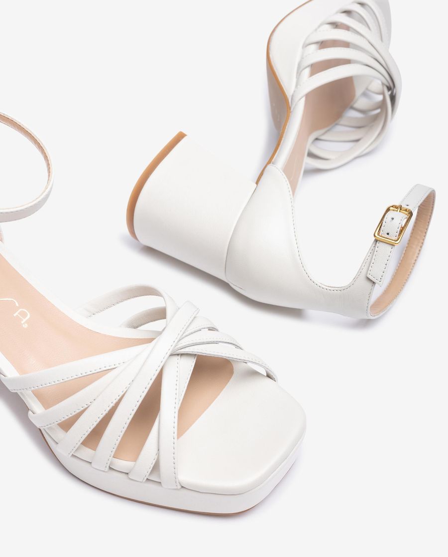 Sandales à brides en cuir Unisa pour femme - Blanc