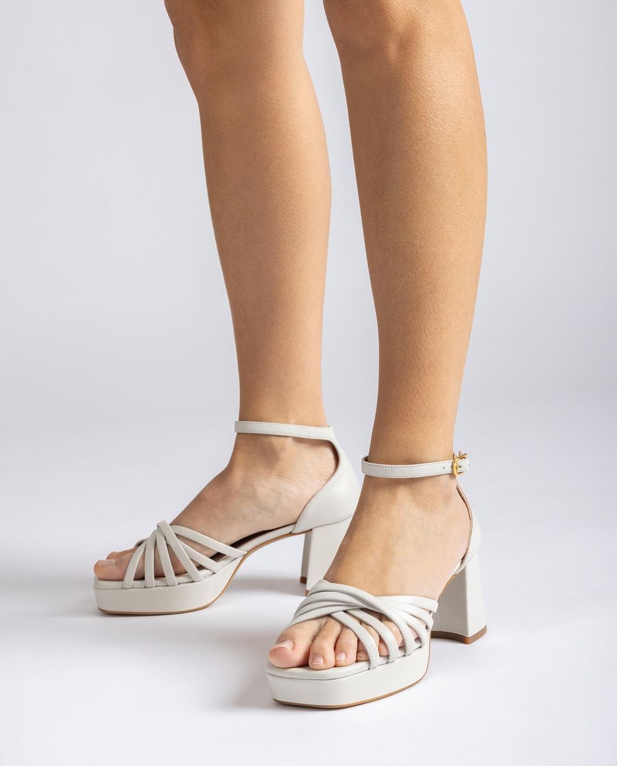 Sandales à brides en cuir Unisa pour femme - Blanc