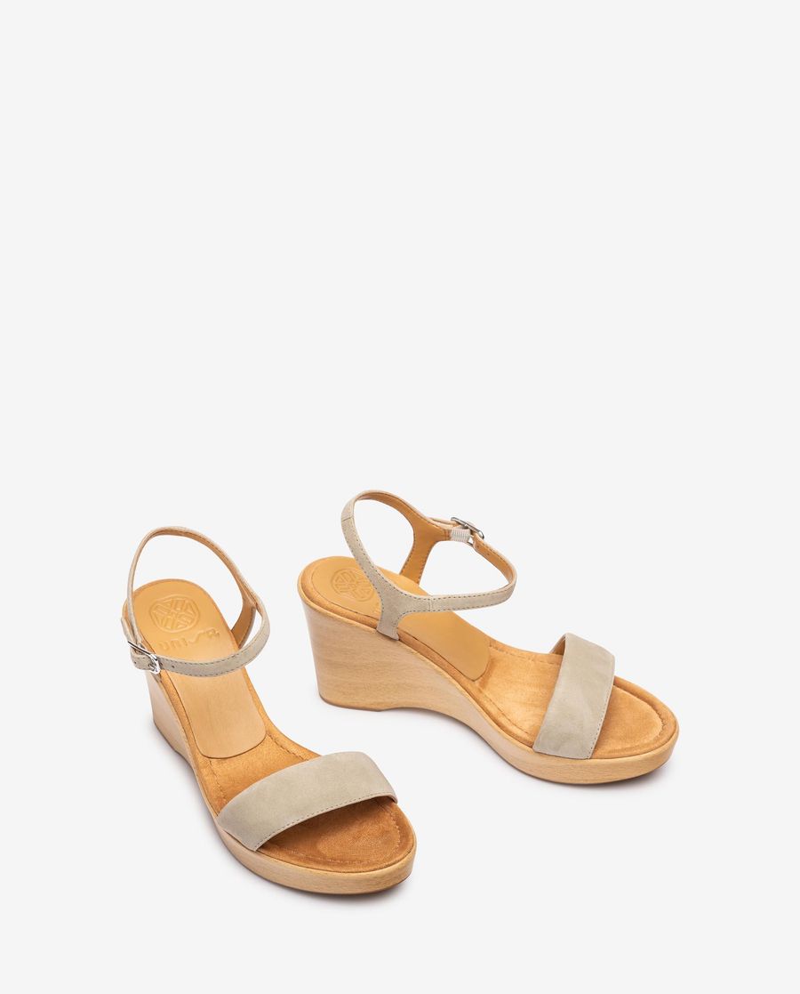Sandale compensée effet bois Unisa pour femme - Vert
