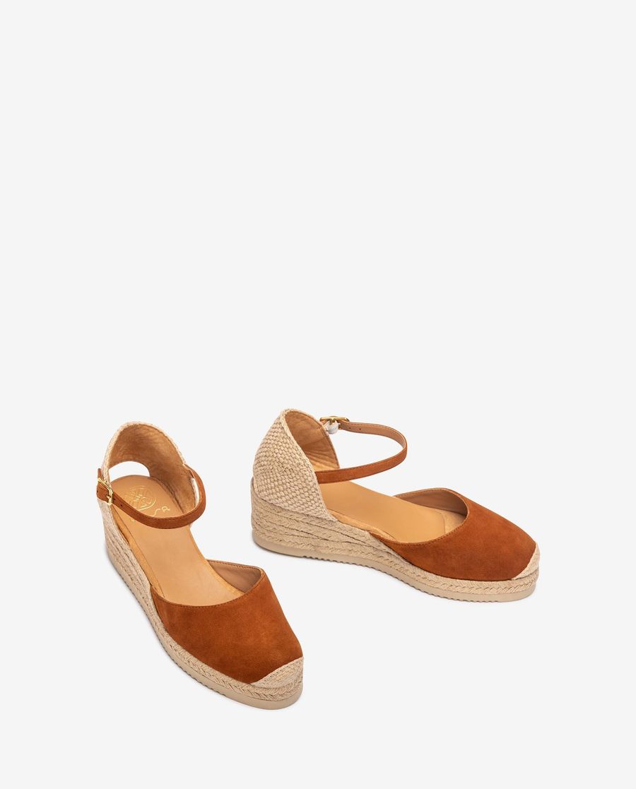 Espadrilles compensées basses en daim Unisa pour femme - Marron