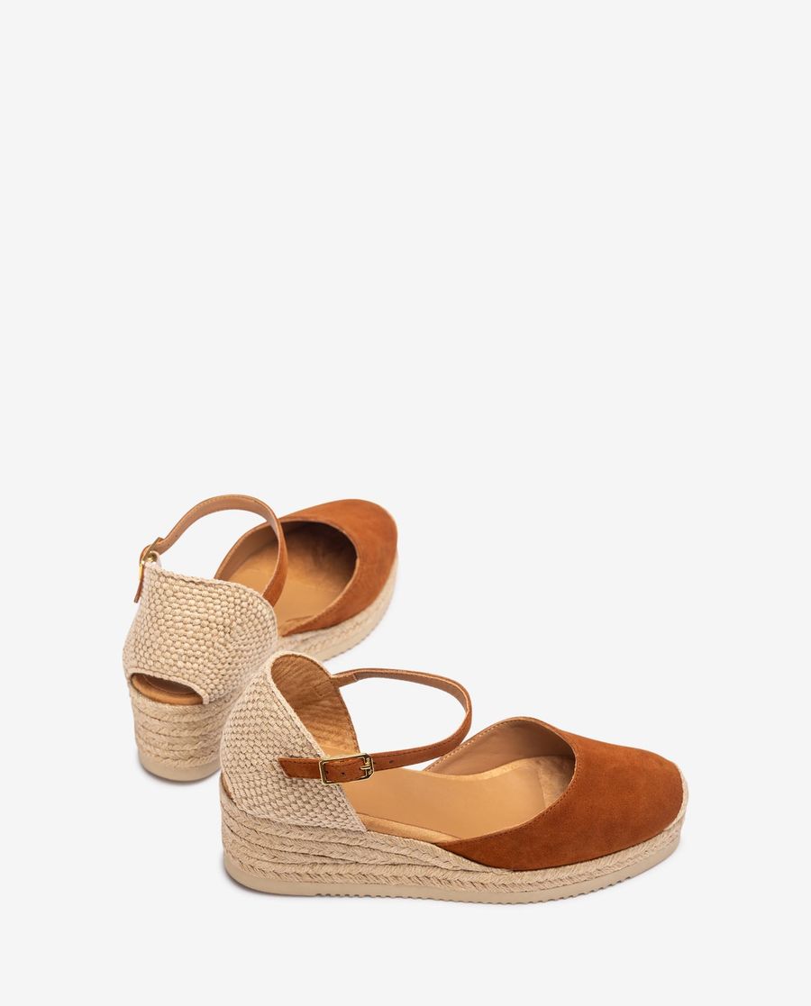 Espadrilles compensées basses en daim Unisa pour femme - Marron