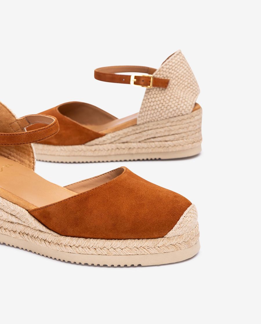 Espadrilles compensées basses en daim Unisa pour femme - Marron