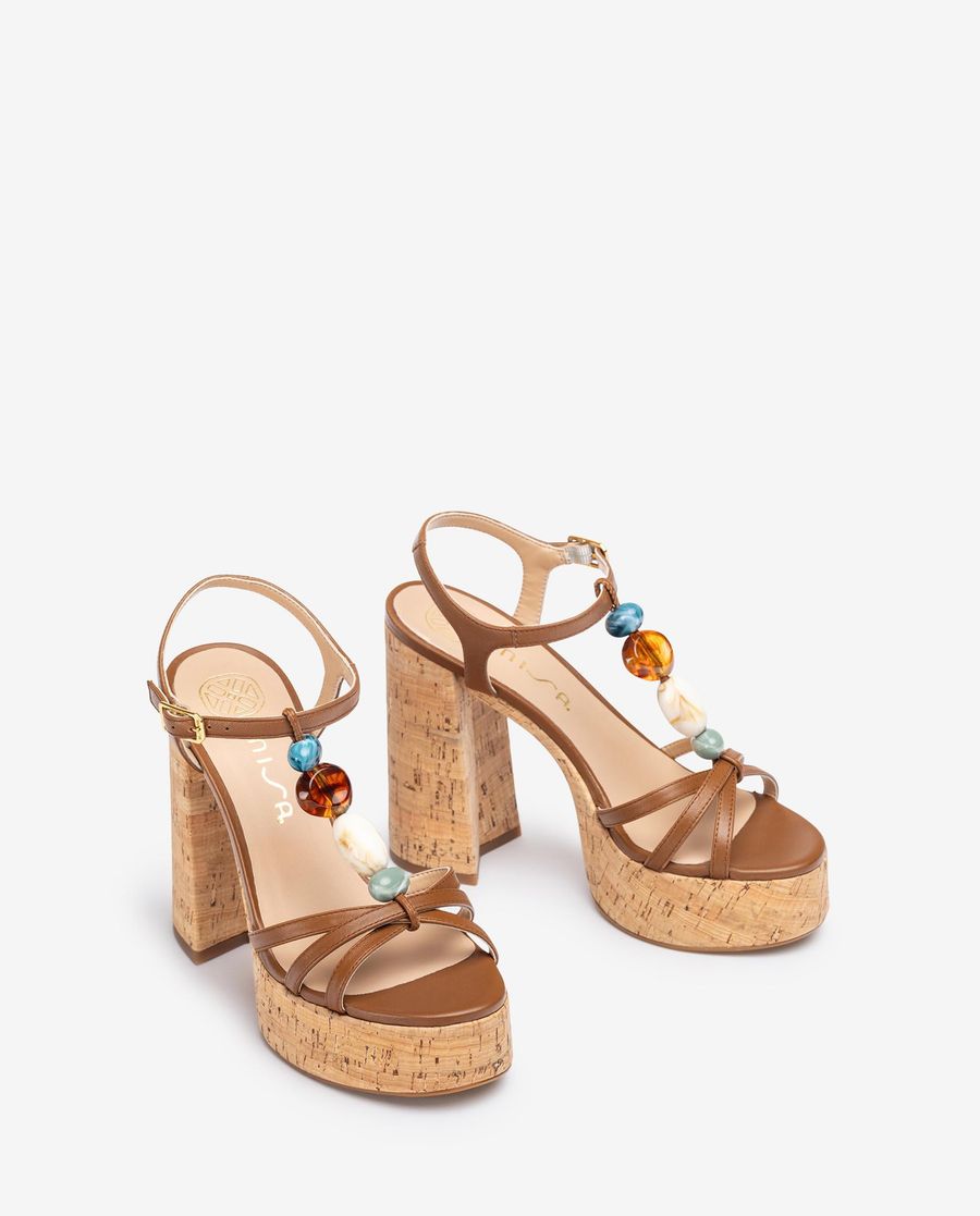 Unisa femme Sandale à talons hauts ornée - Marron