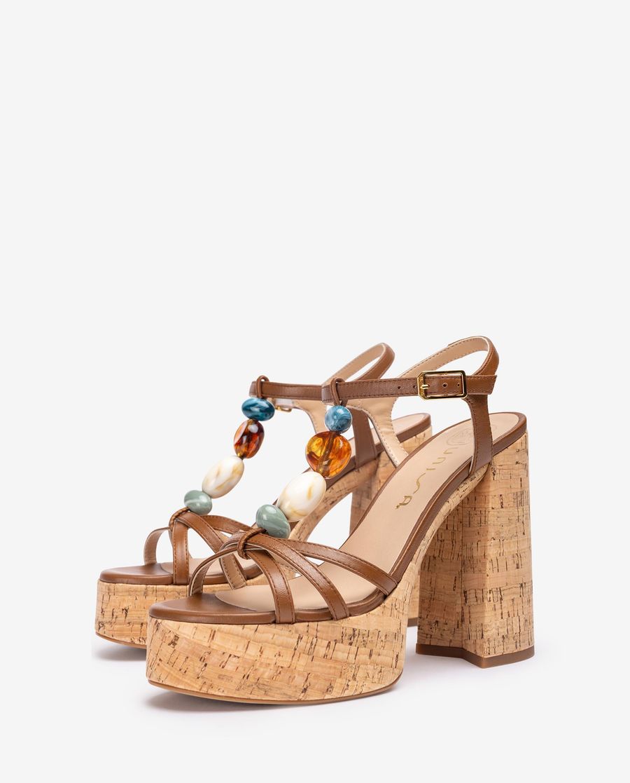 Unisa femme Sandale à talons hauts ornée - Marron
