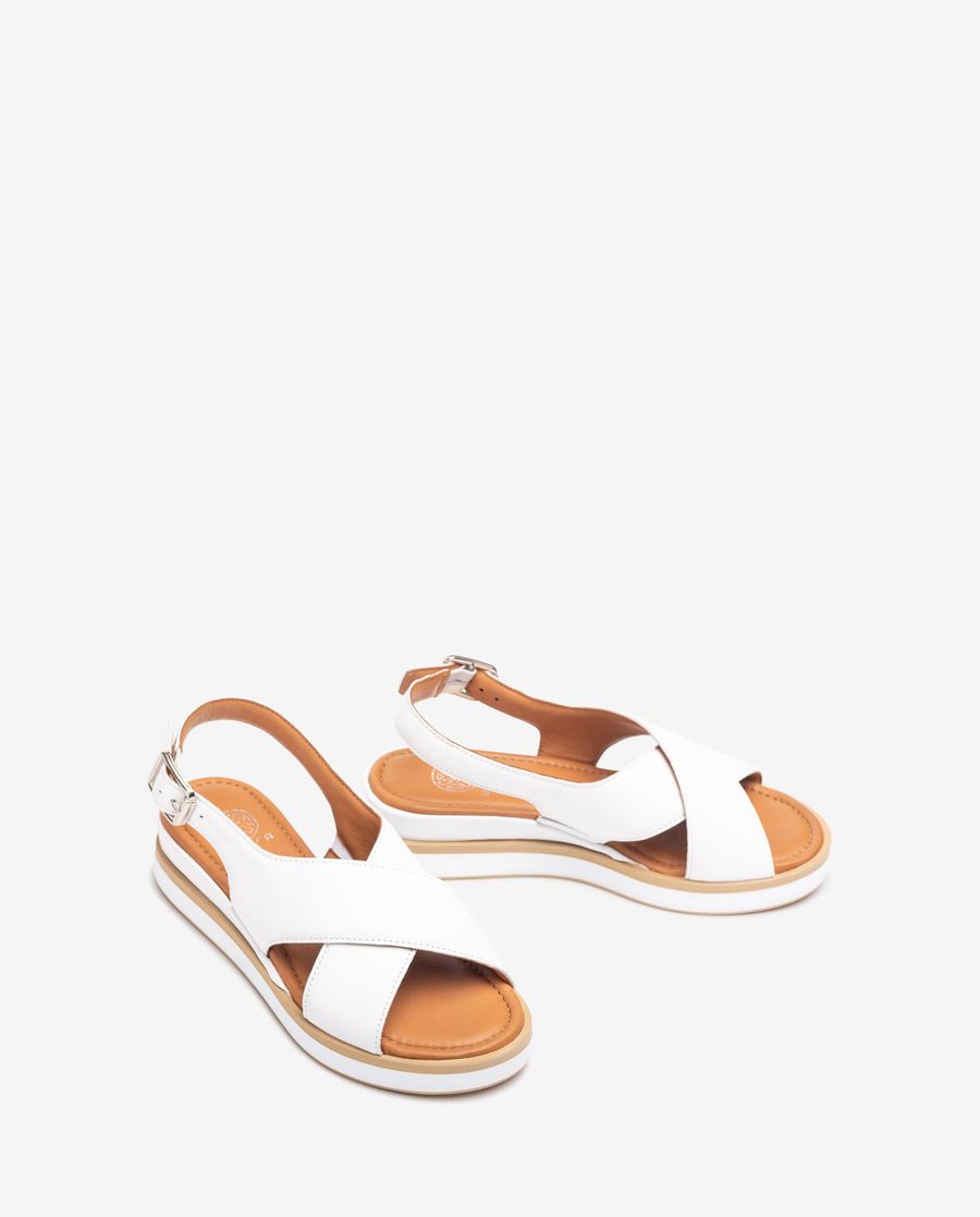 Sandales larges à brides croisées Unisa pour femme - Blanc