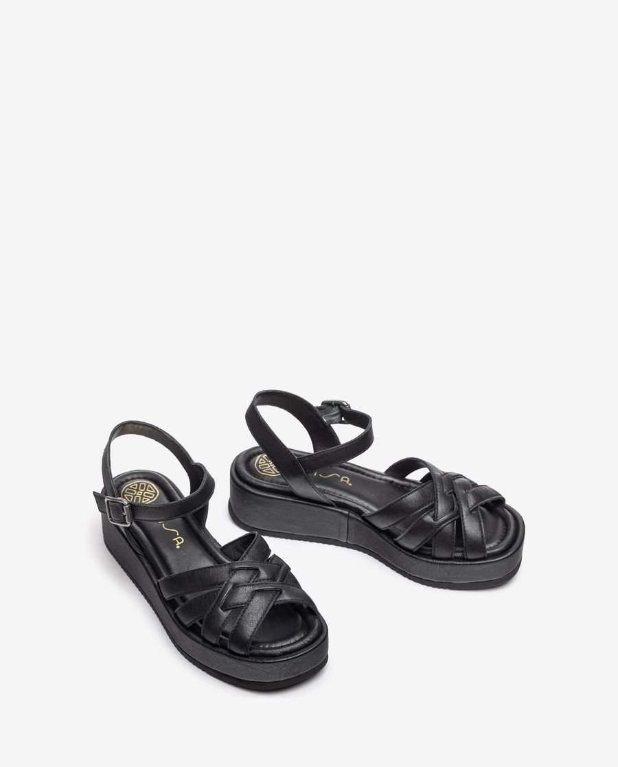 Sandales à boucle et brides croisées larges Unisa pour femme - Noir