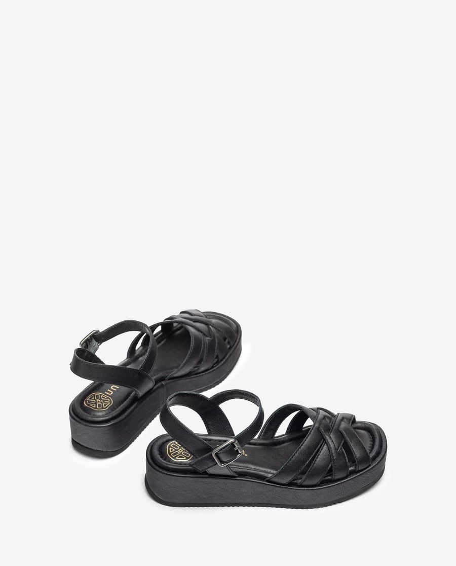 Sandales à boucle et brides croisées larges Unisa pour femme - Noir