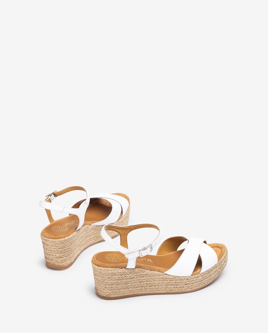 Sandales croisées en raphia Unisa pour femme - Blanc