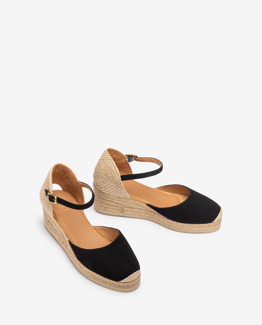 Espadrilles compensées en daim Unisa Femme - Noir