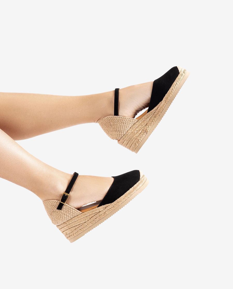 Espadrilles compensées en daim Unisa Femme - Noir