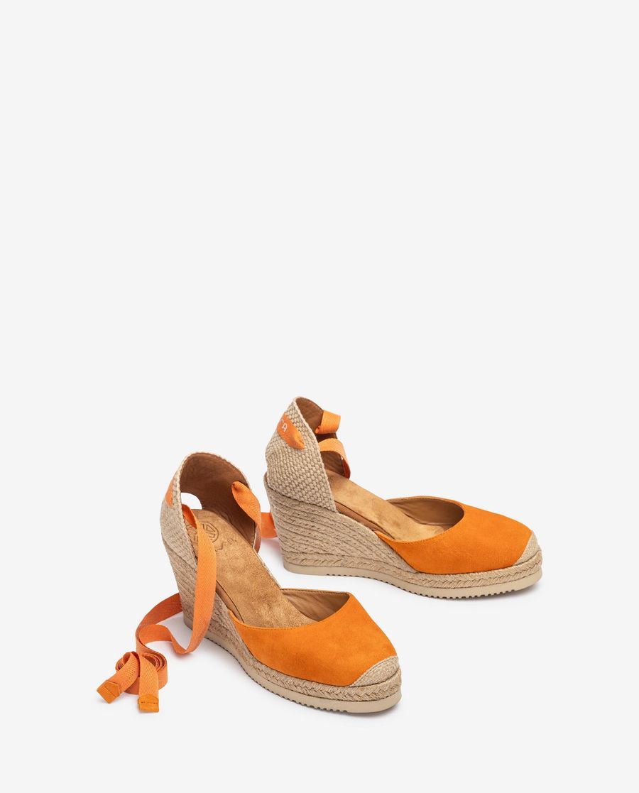 Espadrilles en daim noué Unisa pour femme - Orange