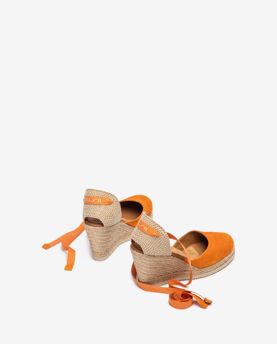 Espadrilles en daim noué Unisa pour femme - Orange