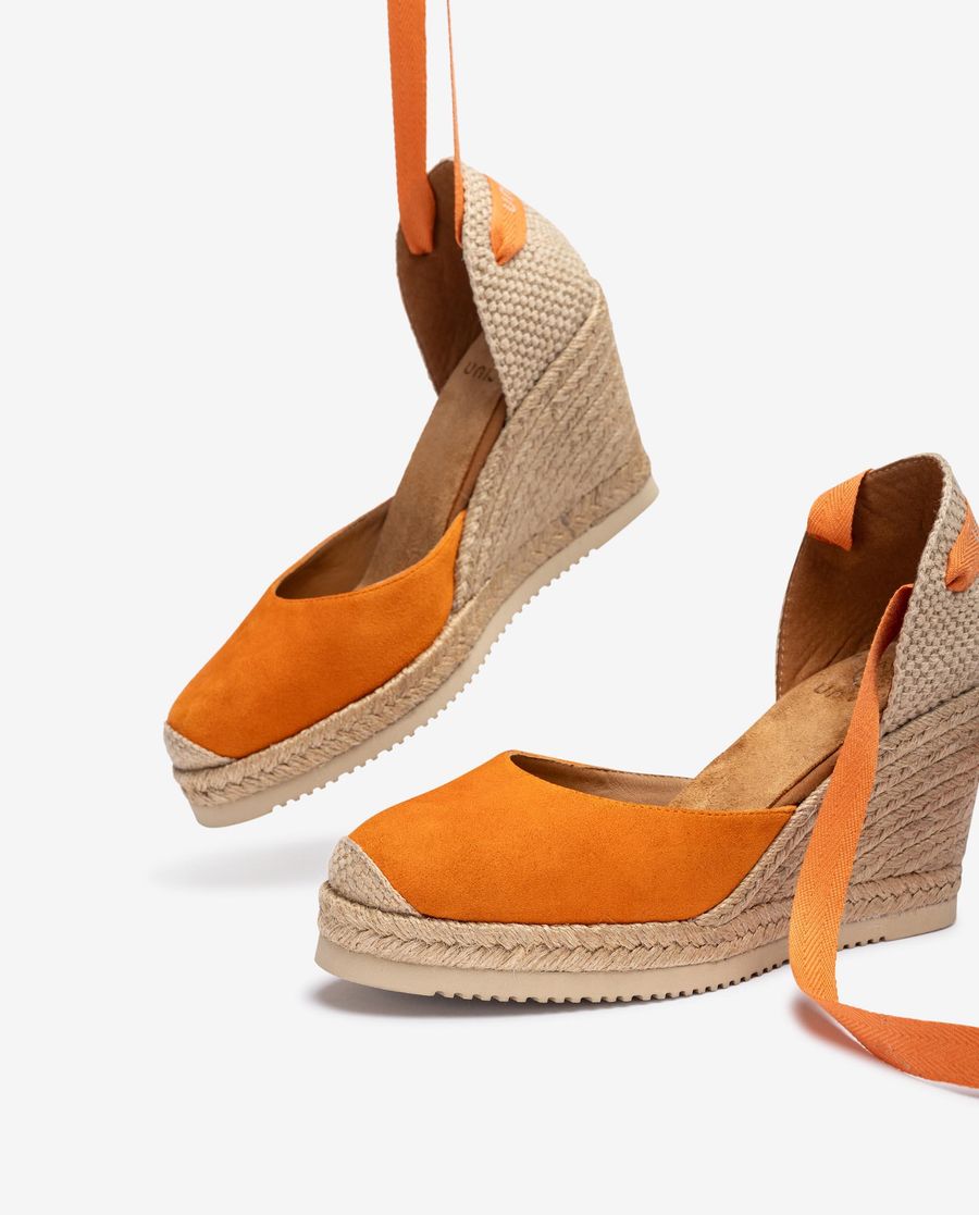 Espadrilles en daim noué Unisa pour femme - Orange