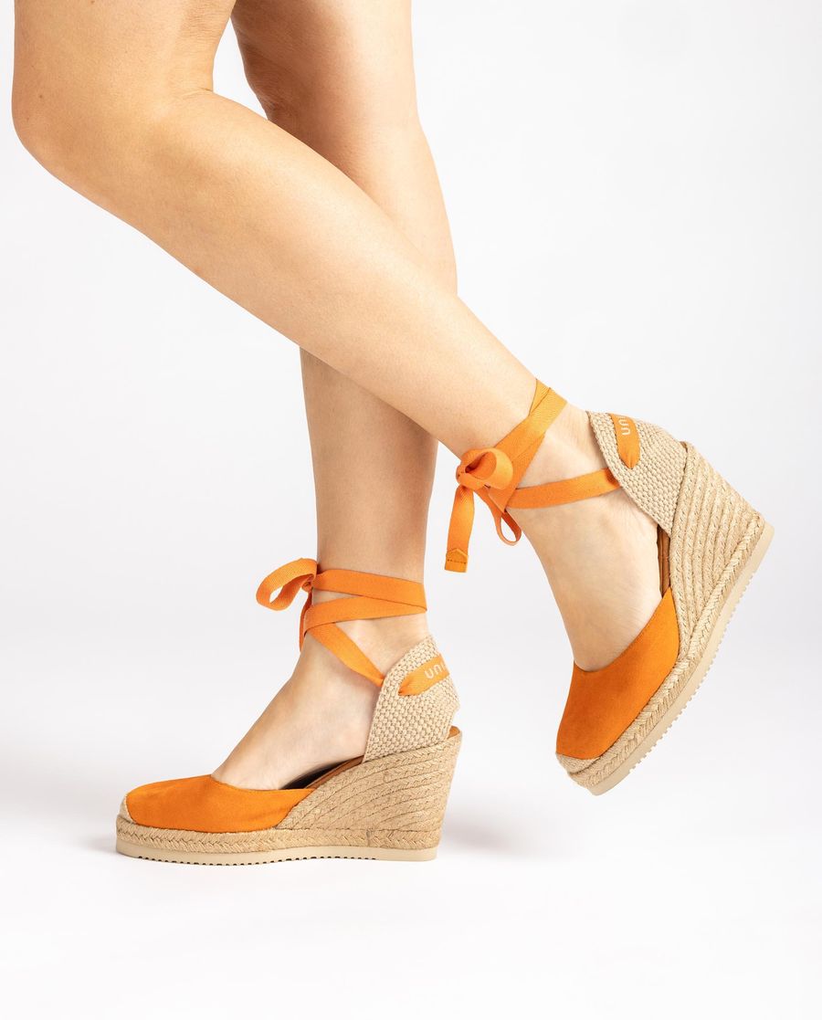 Espadrilles en daim noué Unisa pour femme - Orange
