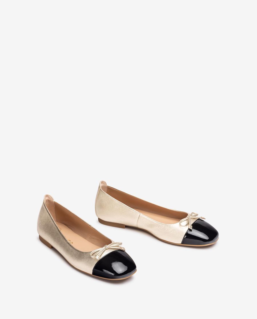 Ballerines Unisa à bout carré contrasté pour femme - Argenté / Noir