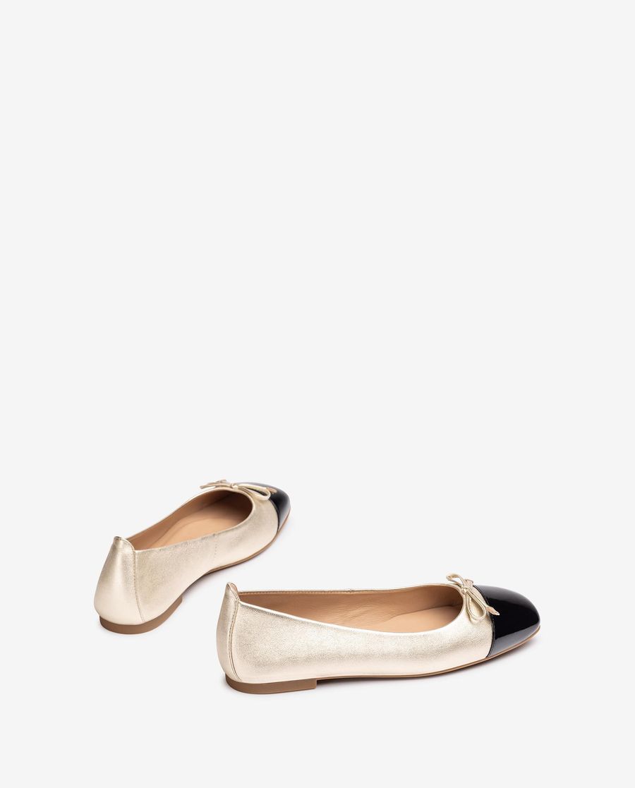 Ballerines Unisa à bout carré contrasté pour femme - Argenté / Noir