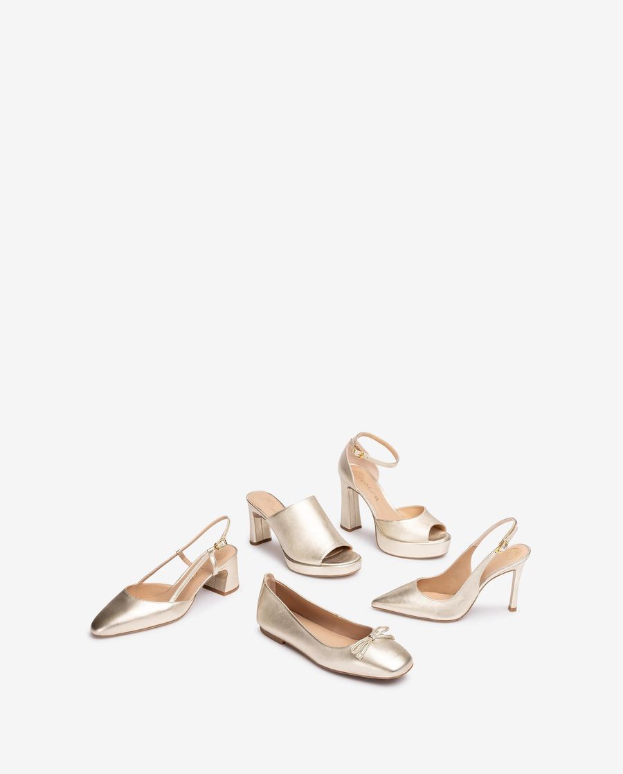 Ballerines à bout rond et bride arrière Unisa pour femme - Doré