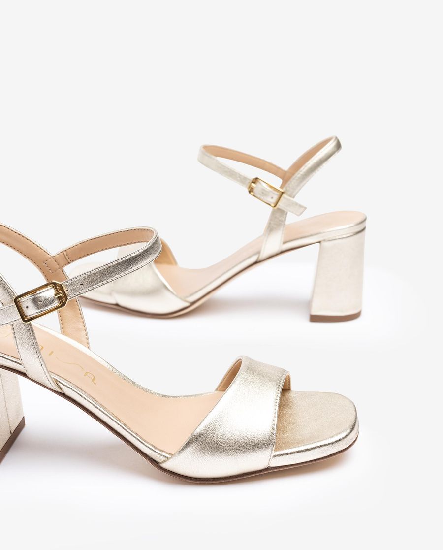 Sandales en cuir métallisé Unisa pour femme - Doré