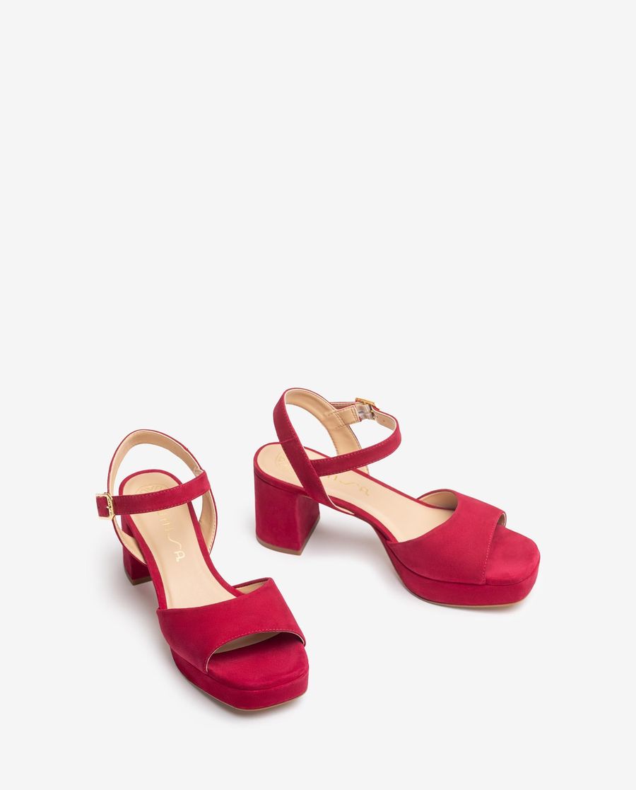 Sandales à plateforme et talon bas Unisa pour femme - Rouge