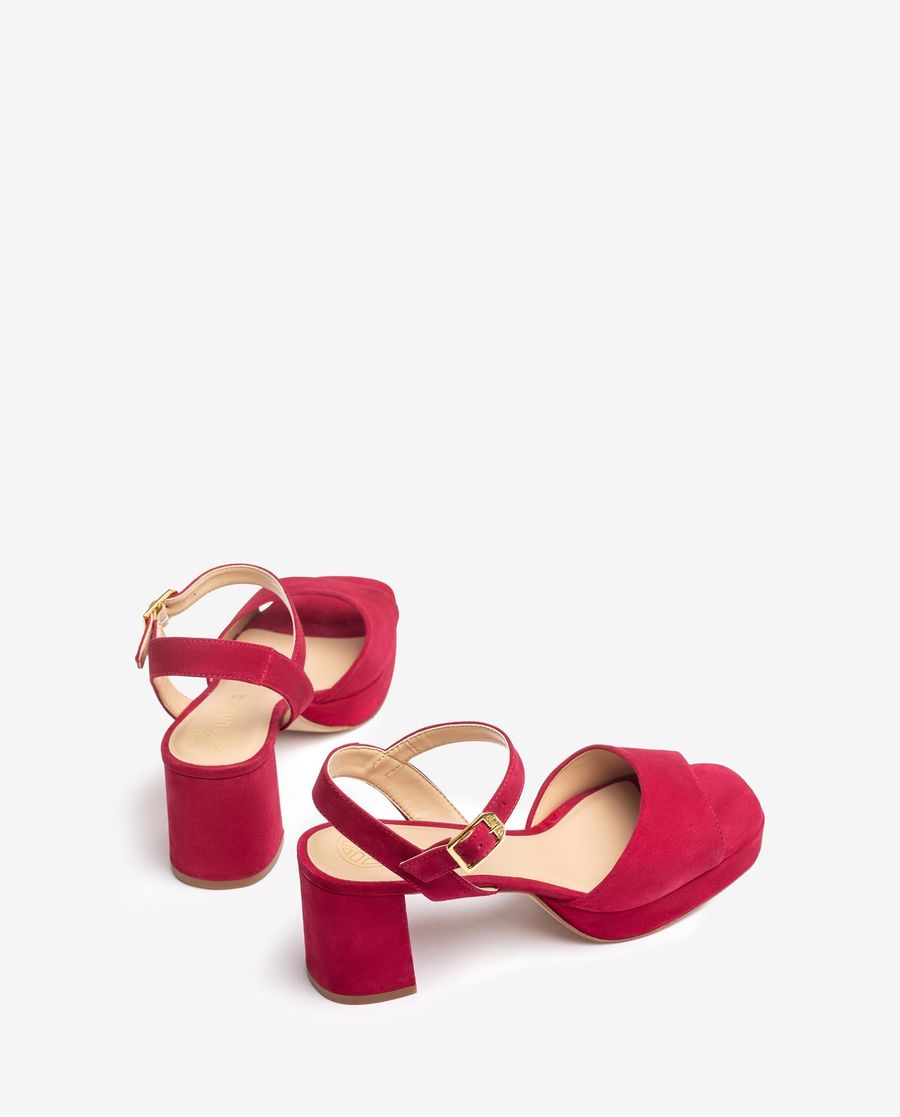 Sandales à plateforme et talon bas Unisa pour femme - Rouge