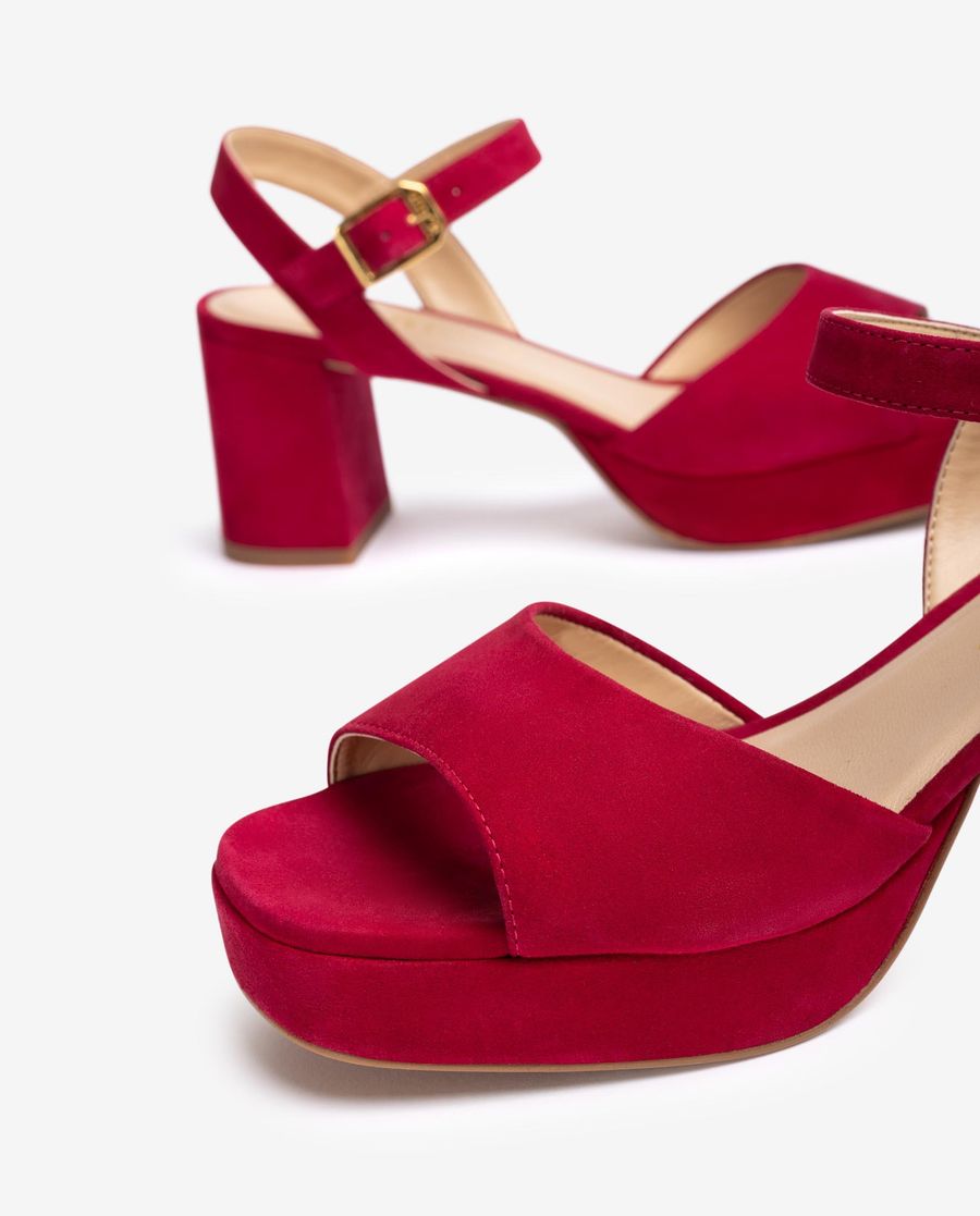 Sandales à plateforme et talon bas Unisa pour femme - Rouge