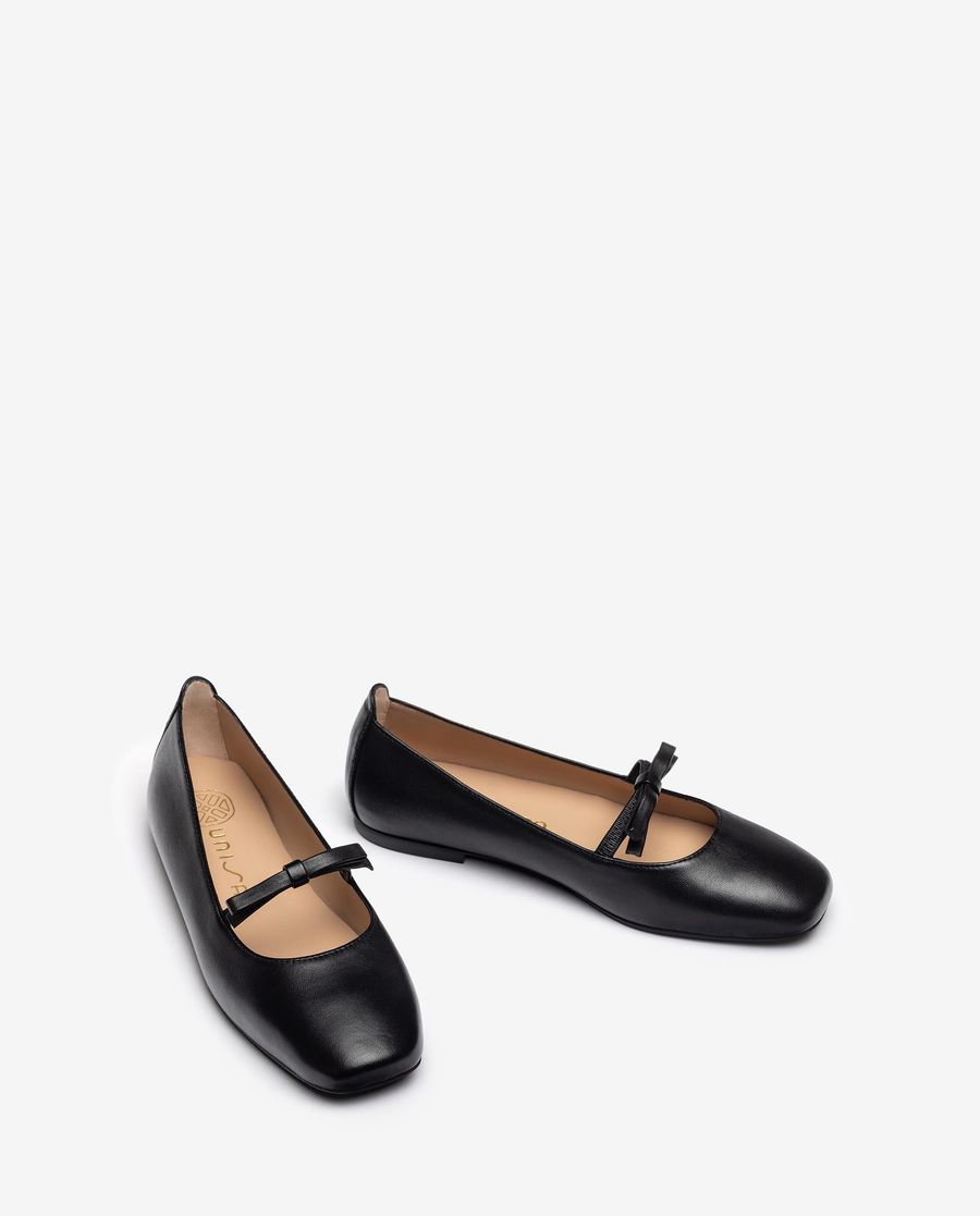 Ballerines à bout carré avec nœud Unisa - Noir