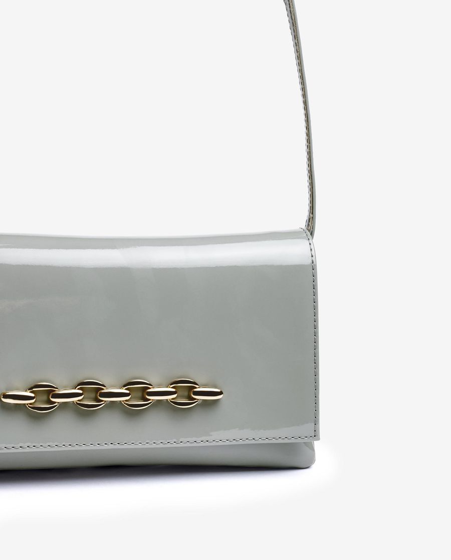 Sac à main Unisa en cuir verni avec bordure décorative - Gris