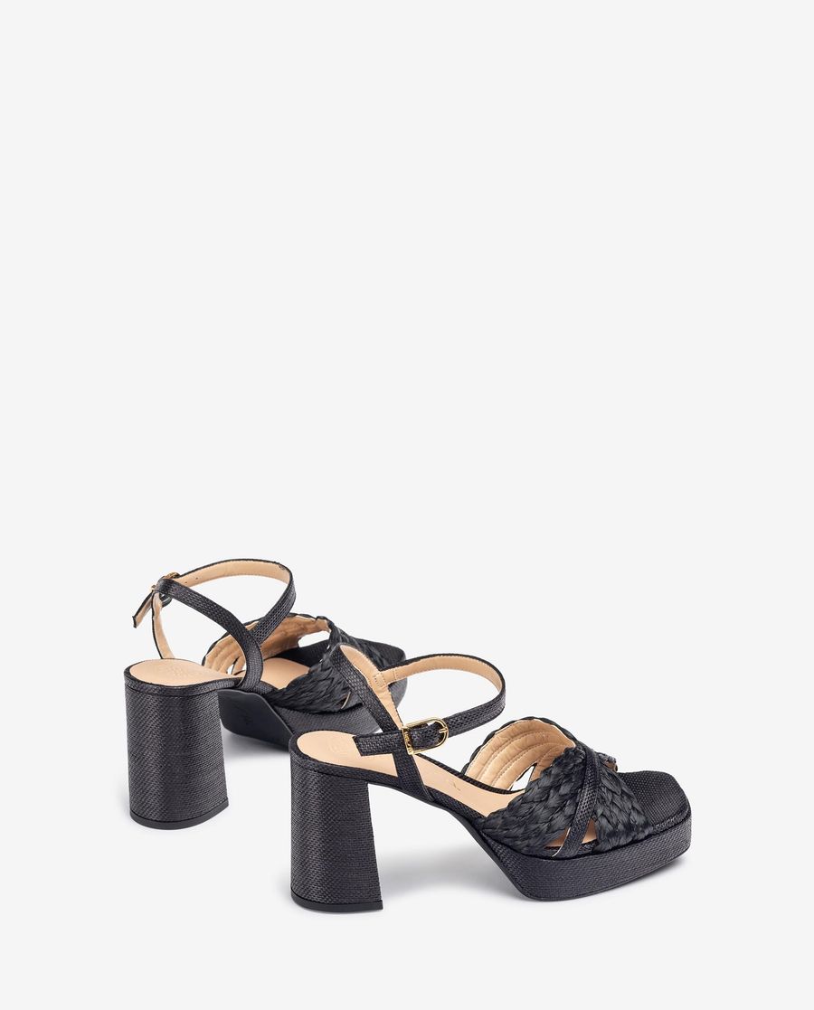 Sandales à plateforme en raphia Unisa pour femme - Noir