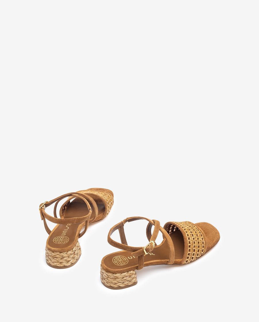 Sandales à talons en raphia Unisa pour femme - Cuoio / Cann