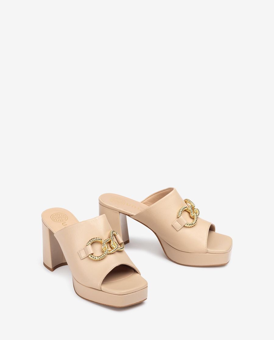 Sandales en cuir ornées Unisa pour femme - Beige