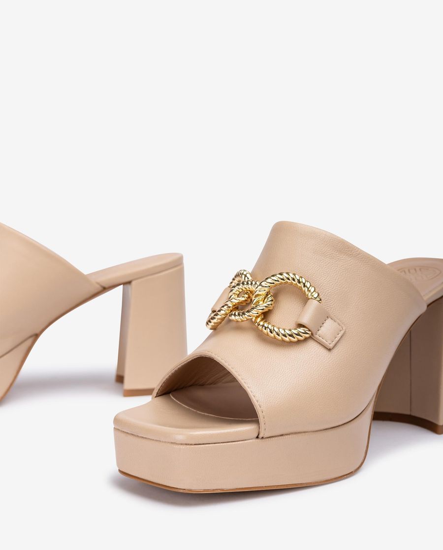 Sandales en cuir ornées Unisa pour femme - Beige