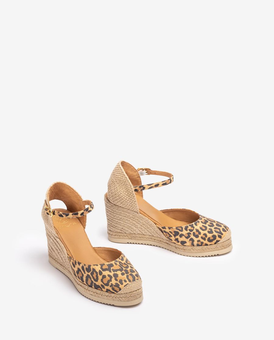 Espadrilles compensées en daim imprimé Unisa pour femme - Marron