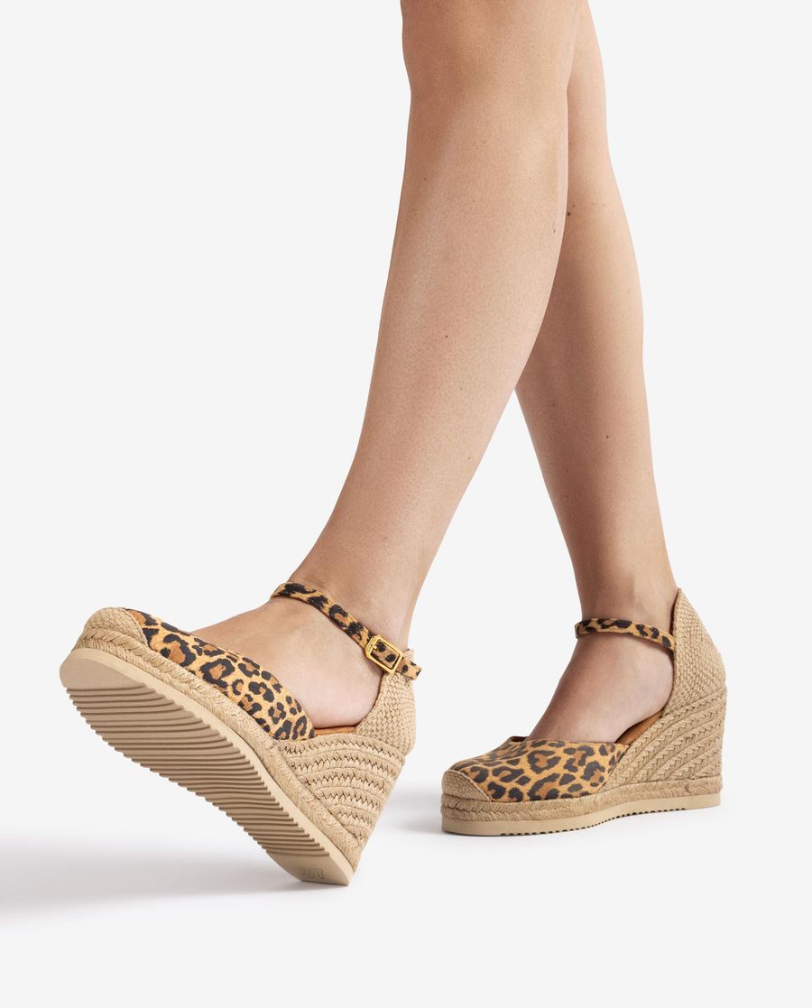 Espadrilles compensées en daim imprimé Unisa pour femme - Marron