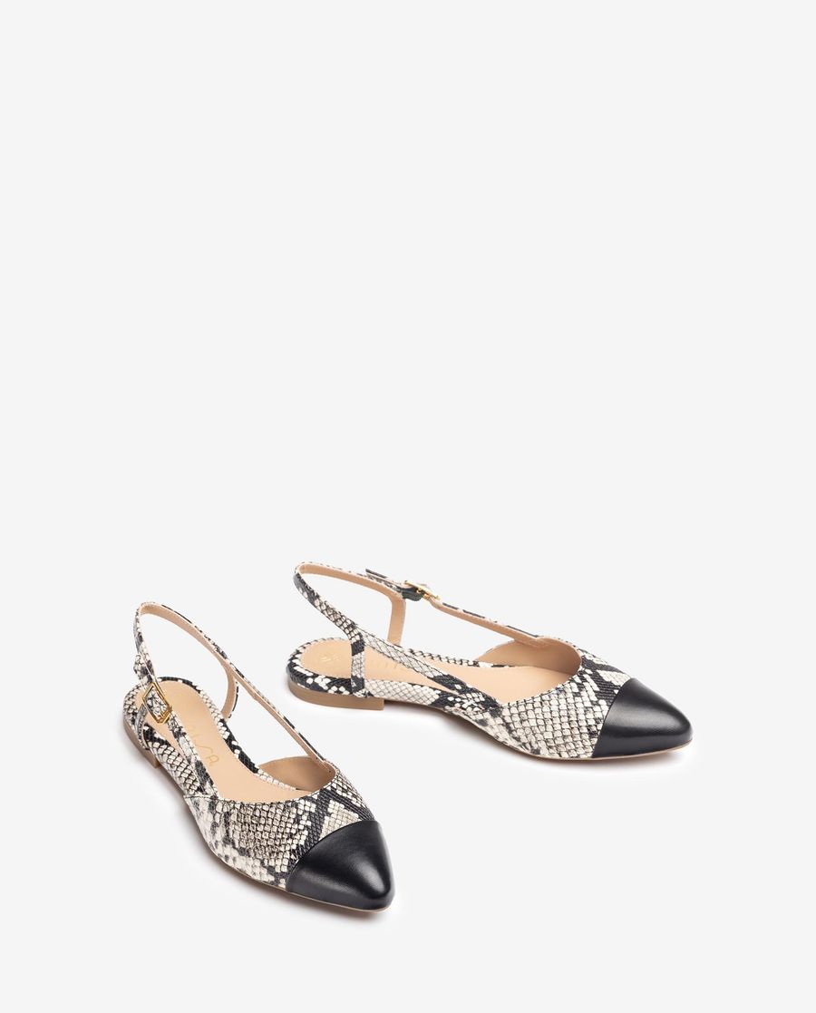 Sandales à bride arrière bicolores Unisa pour femme - Ivoire / Noir