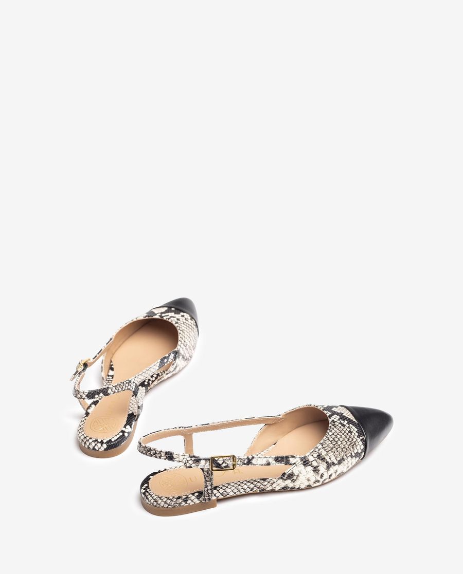 Sandales à bride arrière bicolores Unisa pour femme - Ivoire / Noir