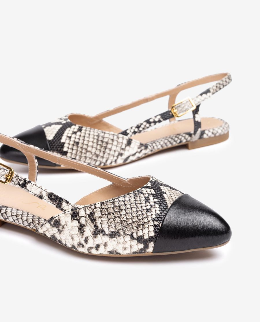 Sandales à bride arrière bicolores Unisa pour femme - Ivoire / Noir